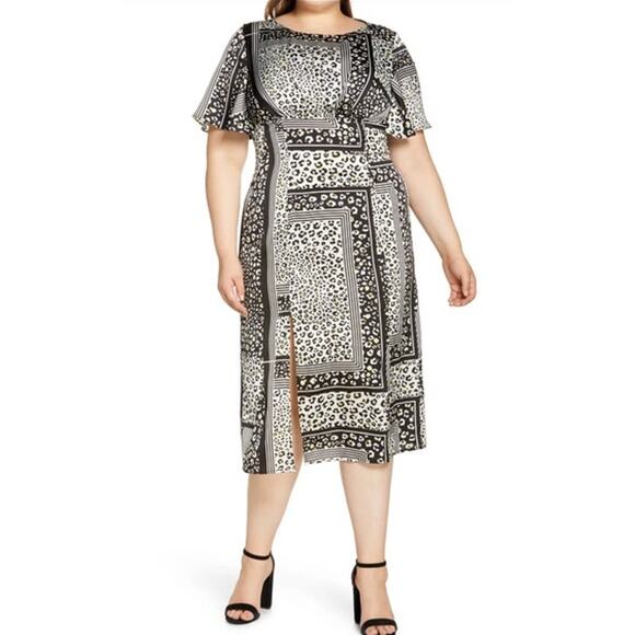 CHI CHI LONDON Curve Vida Mix Animal Print Dress Size 18 Monochrome NEW - Picture 7 of 7